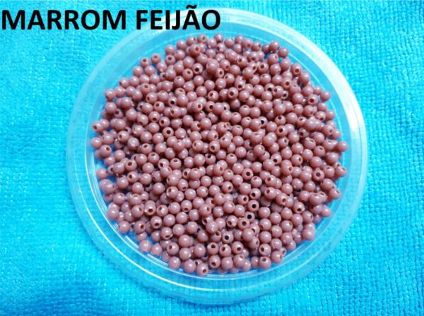 50 gramas Bolinhas 4mm Marrom Feijão